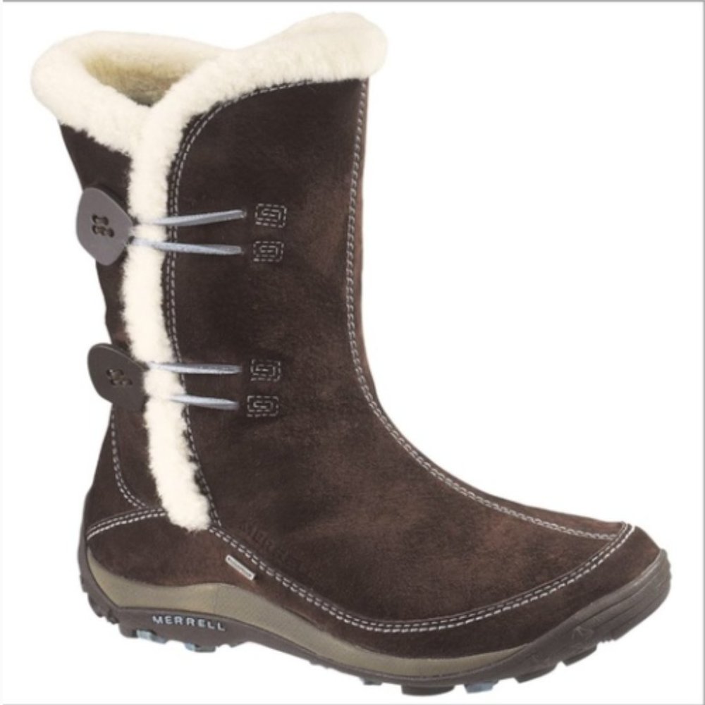 Merrell Yarra Boots Chestnut Suede with Light Blue Trim - Size 9 - New - No Box